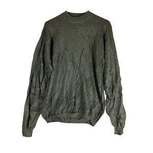 Bachrach Mens Sweater Green Crew Neck 100% Extra Fine Merino Wool Long Sleeve M